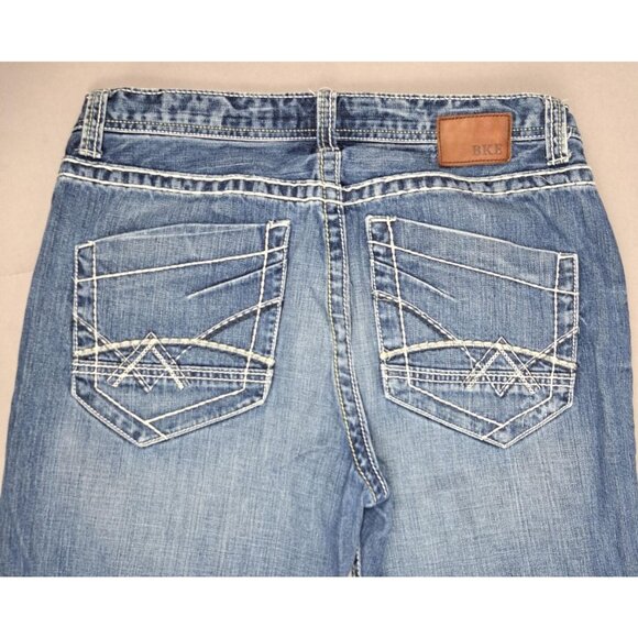 BKE Denim Mens Tyler Straight Distressed Blue Jeans Pants Sz 33S 100% Cotton - Picture 10 of 12